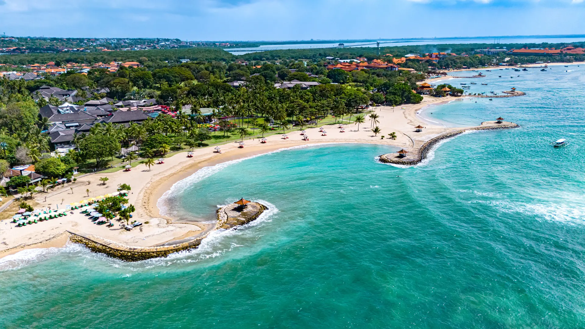 View of Nusa Dua resort area in the vicinity of Denpasar in southern Bali, Indonesia
