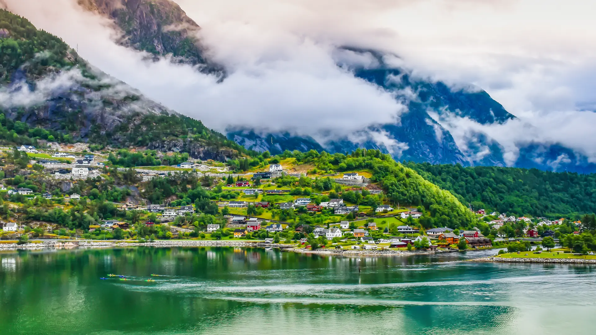 Panoramic landscape view of Eidfjord, Norway.
