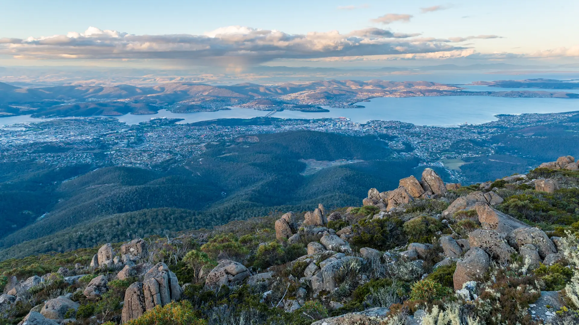 Mount Wellington (Kunanyi) Summit Autumn Sunset, Hobart, Tasmania, Australia