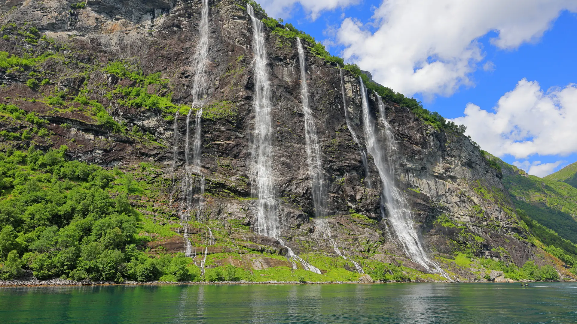 The Seven Sisters waterfall at Geirangerfjord in Geiranger, Norway