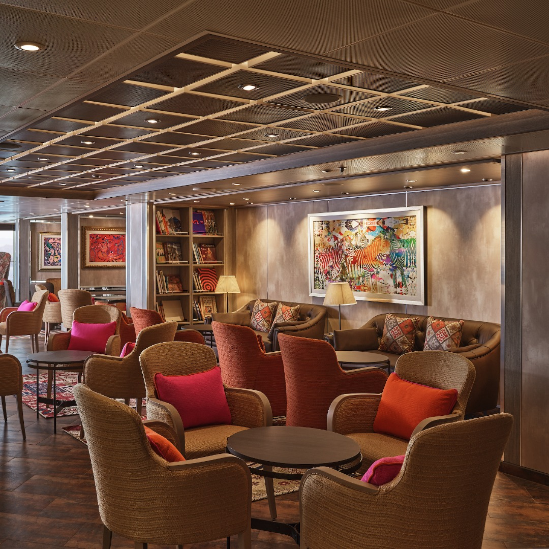 Colorful cafe seating