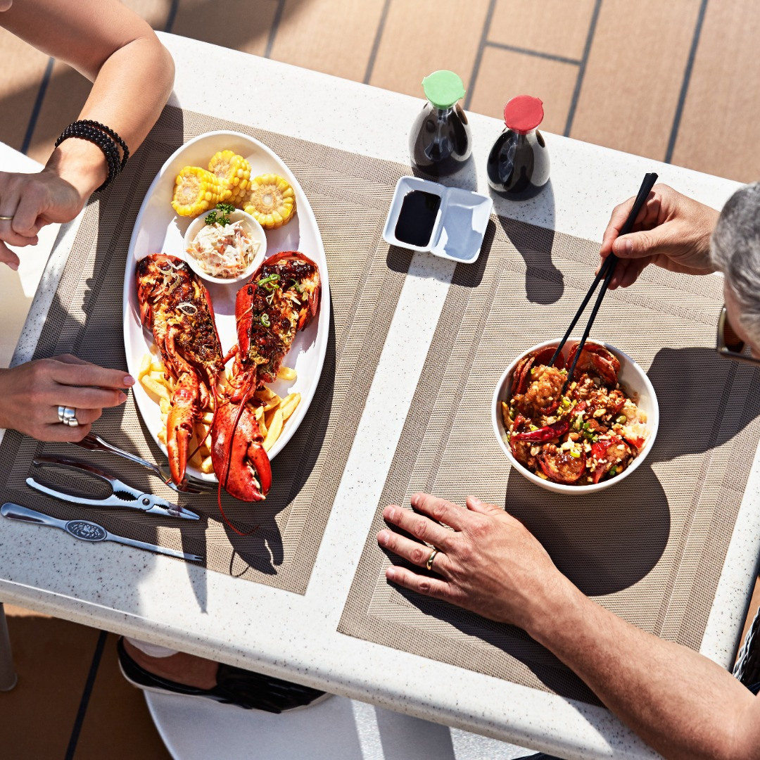 Guests Eating Lobster