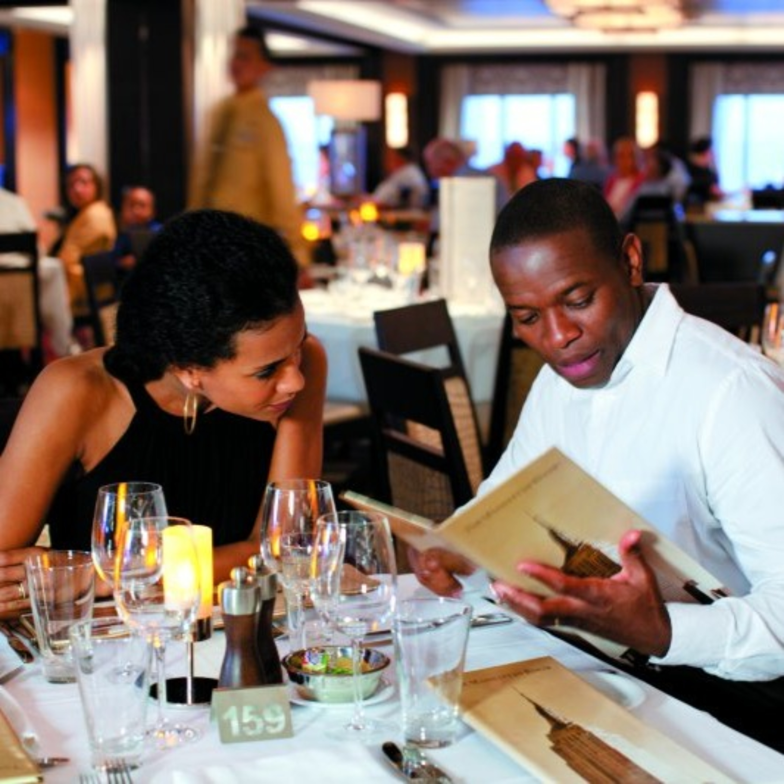 Couple studying menu