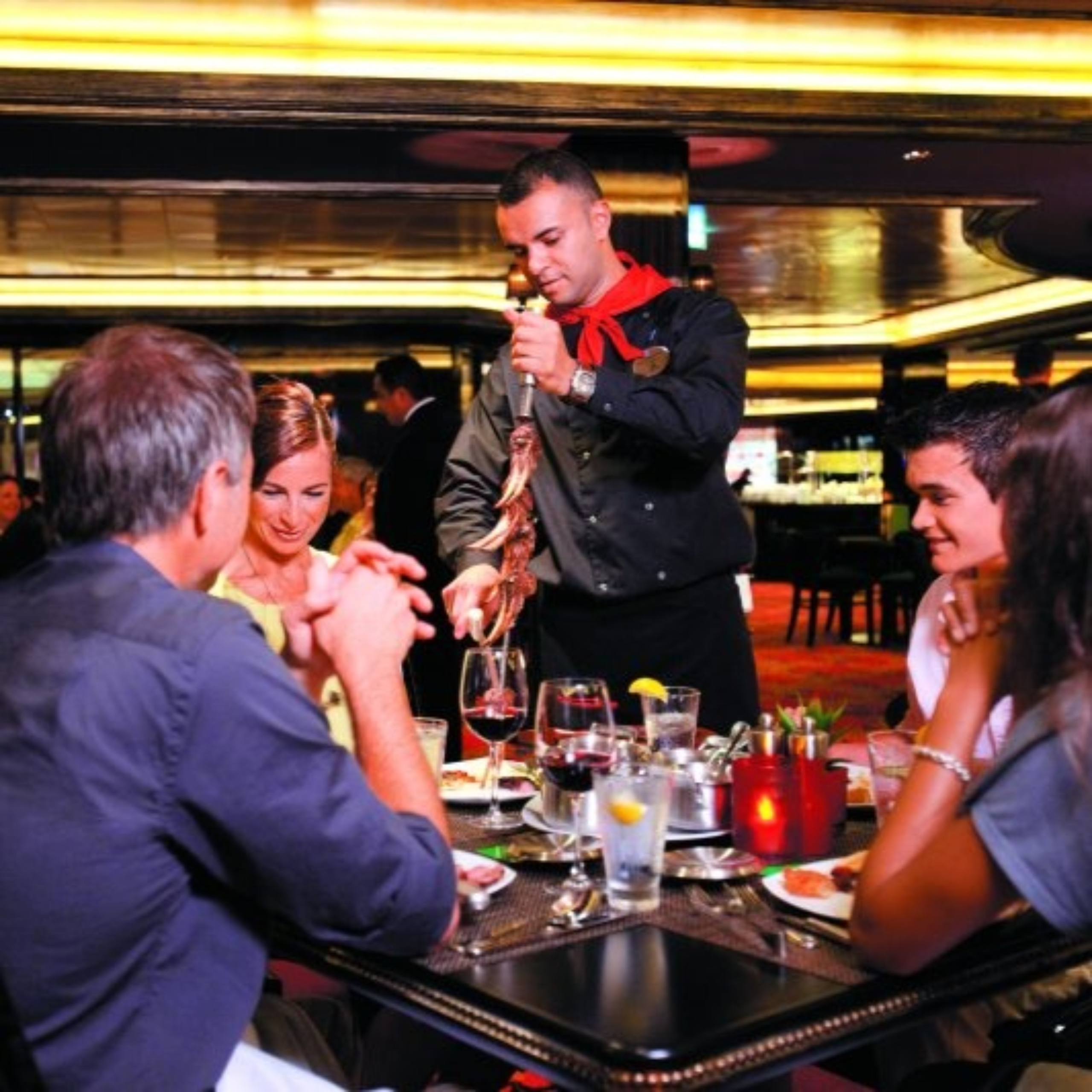 Waiter Shaving Meat