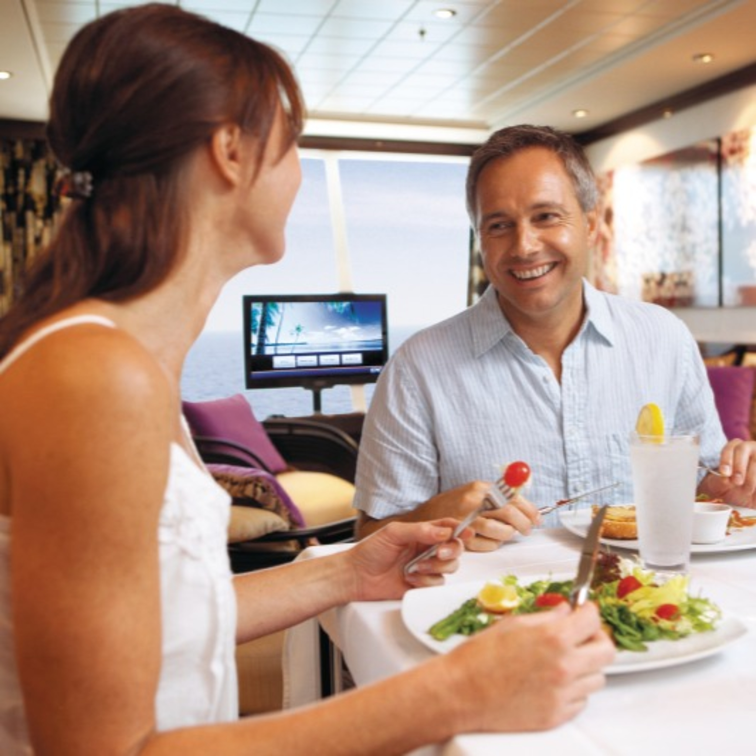 Couple dining in room