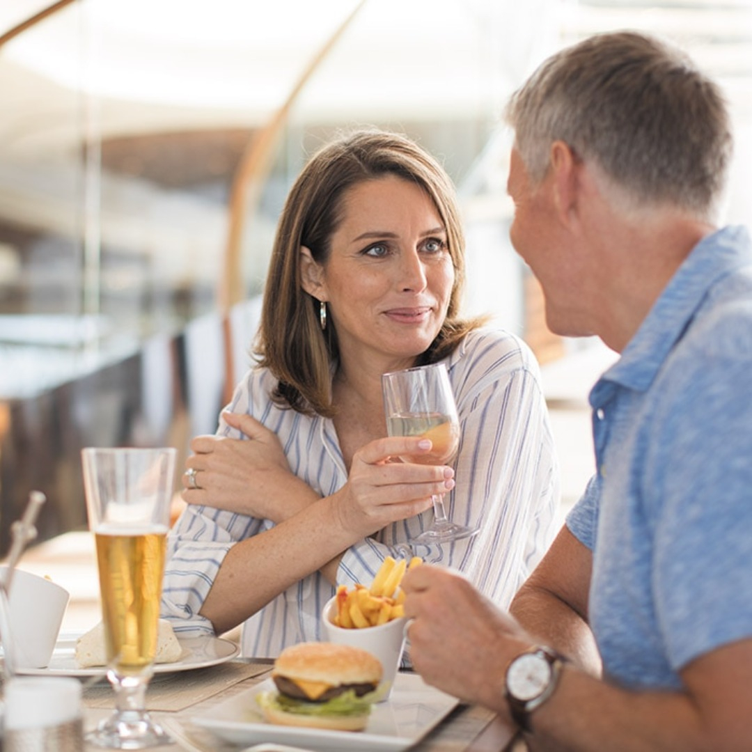 Couple sharing food