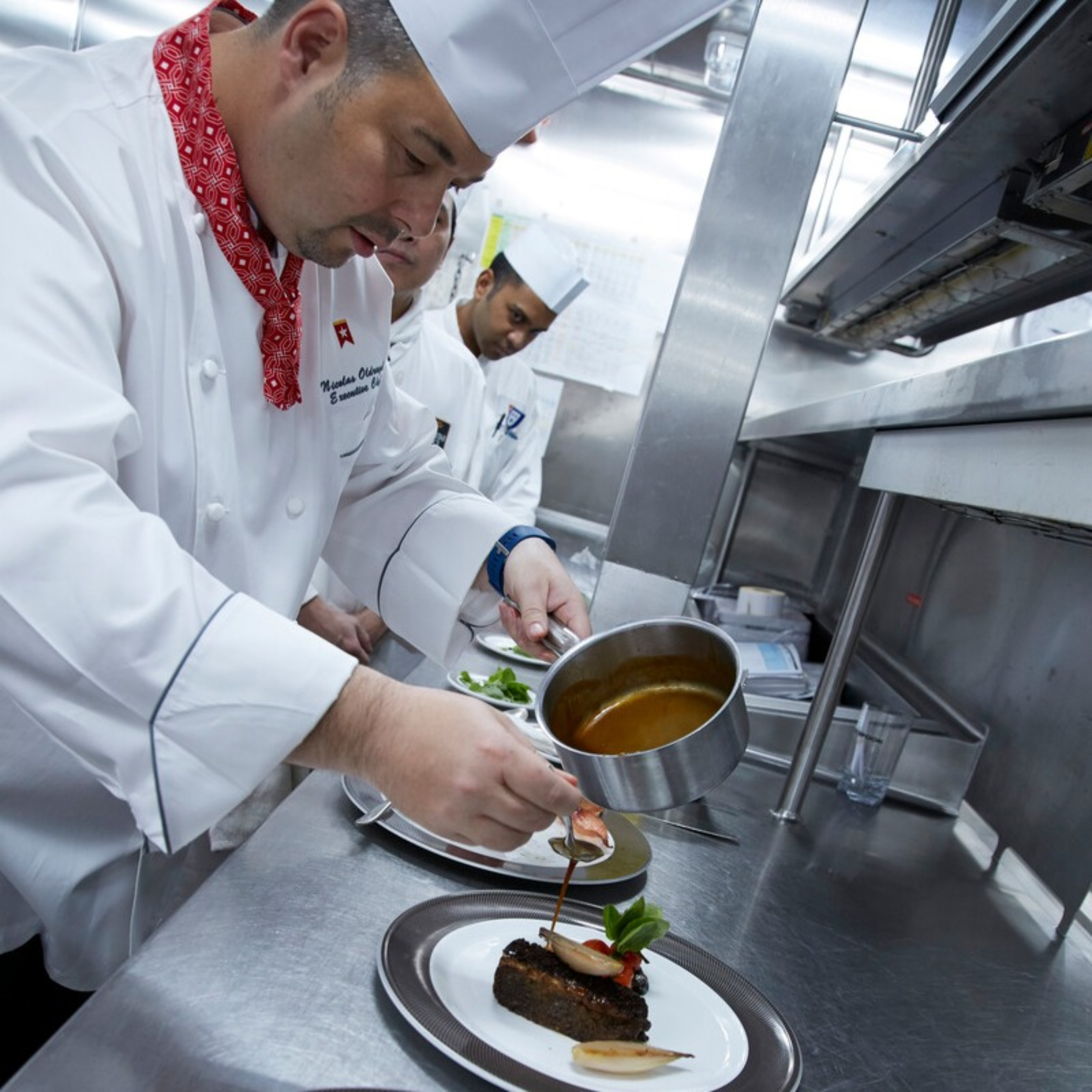 Chef preparing steak