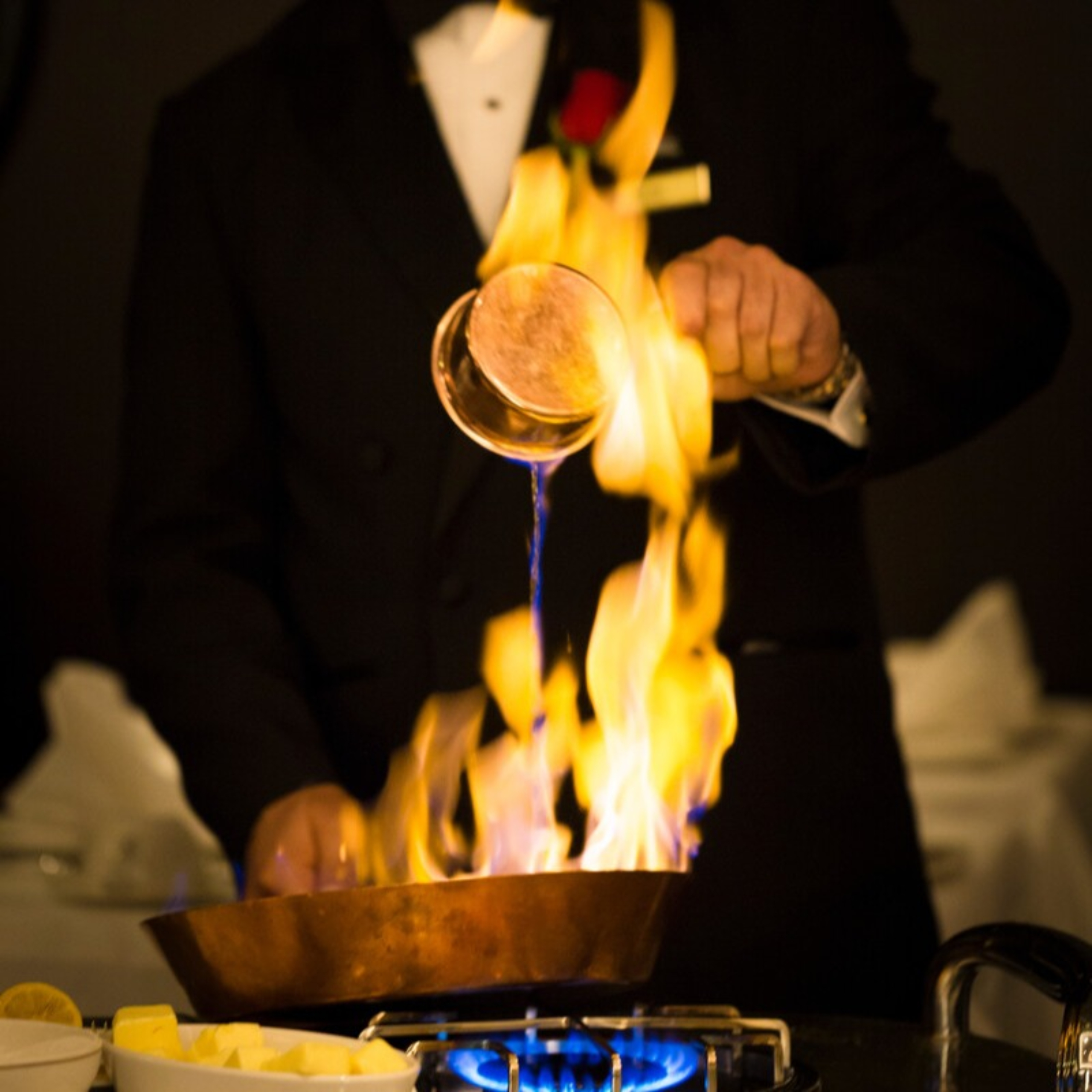 Waiter making Crepes