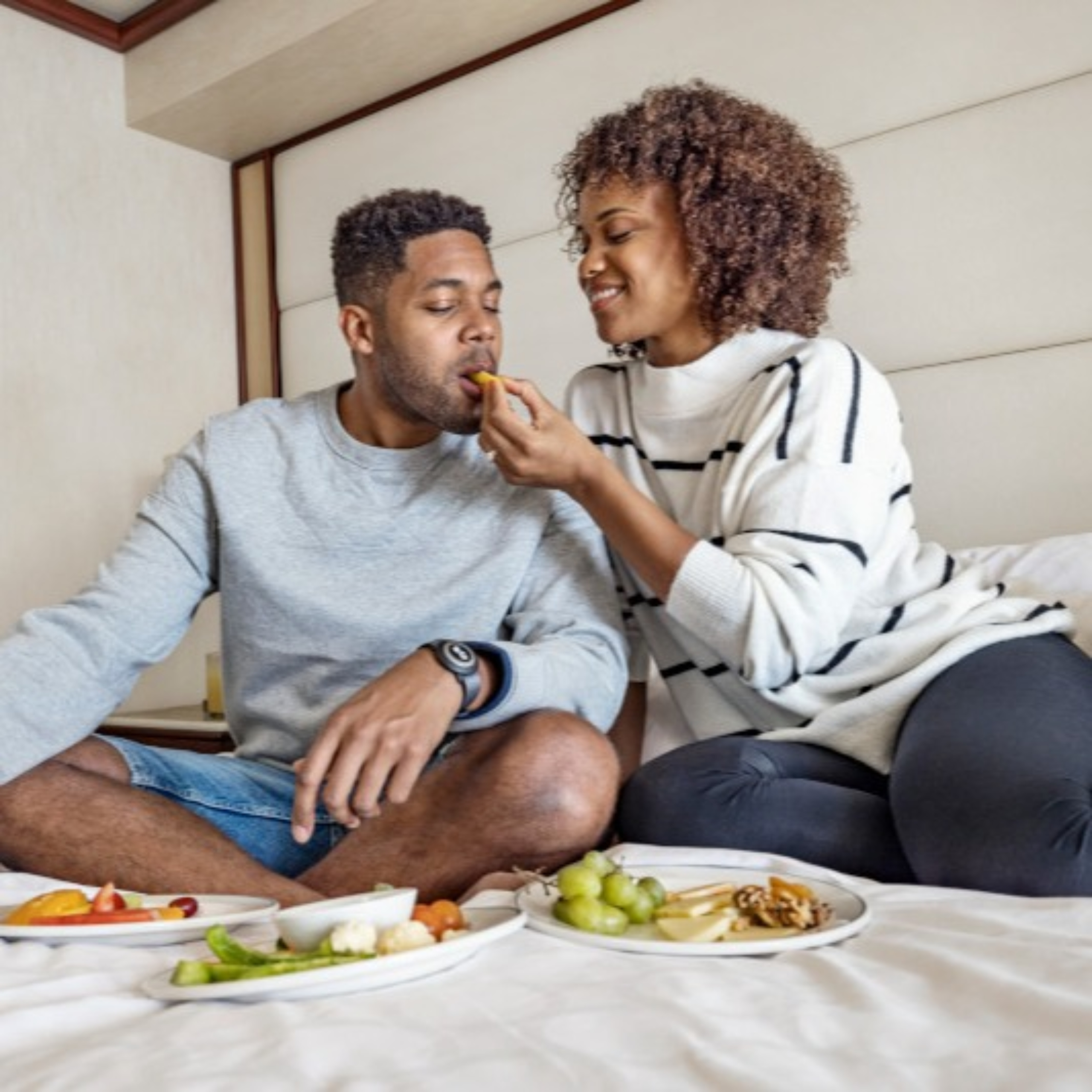 Couple eating food