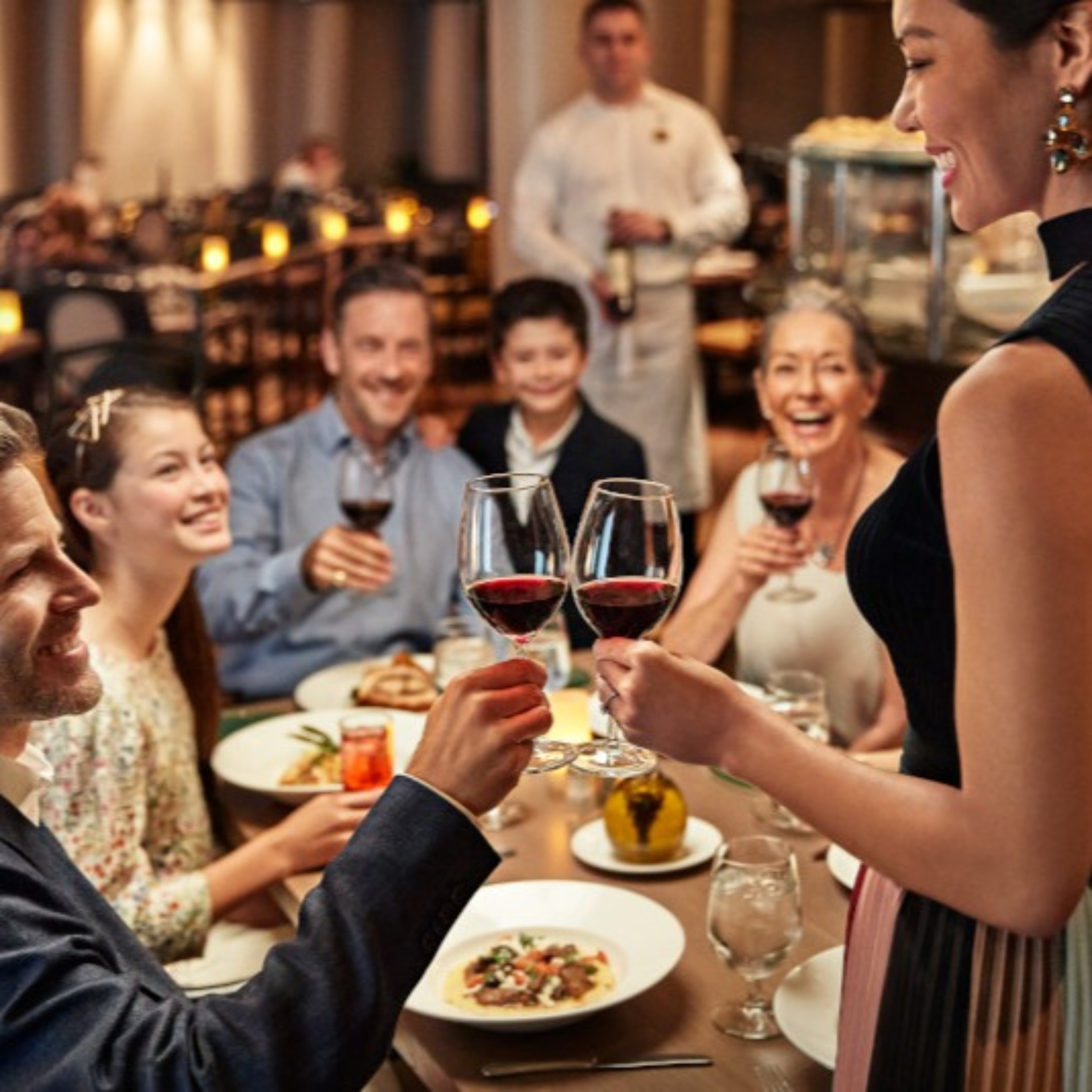 Guests drinking wine