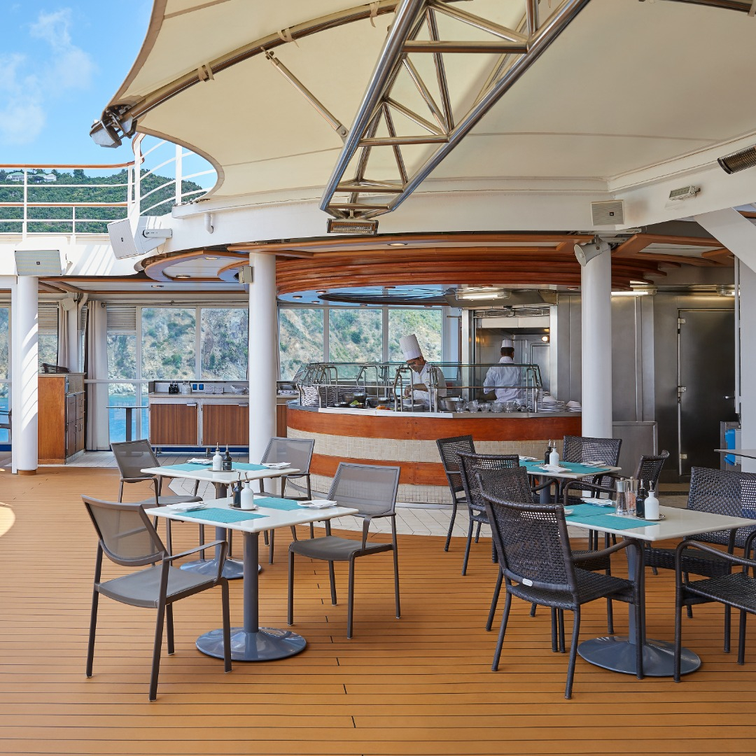 Pool side dining tables