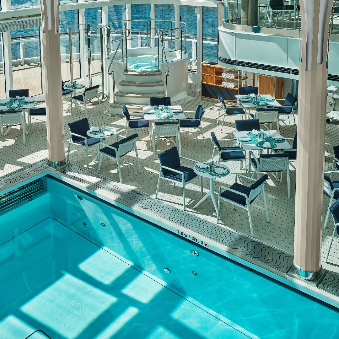Pool side dining tables
