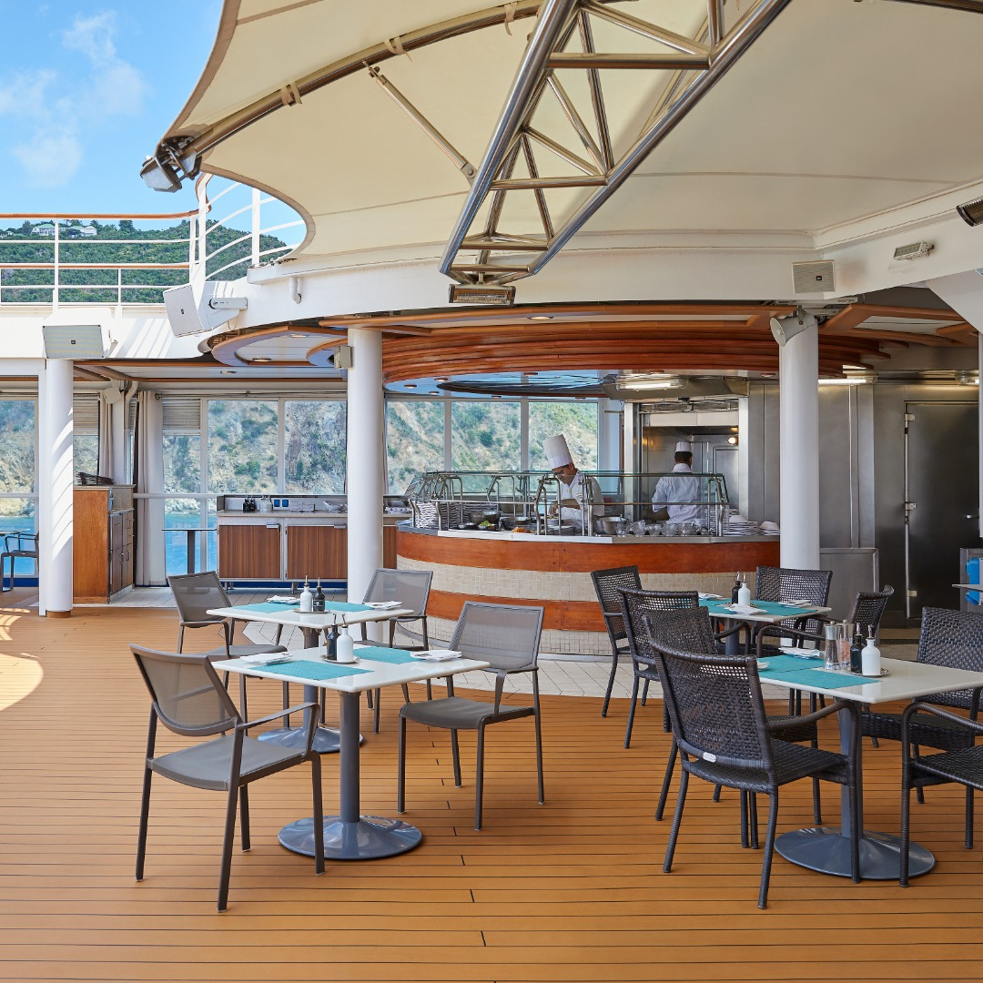 Pool side dining tables