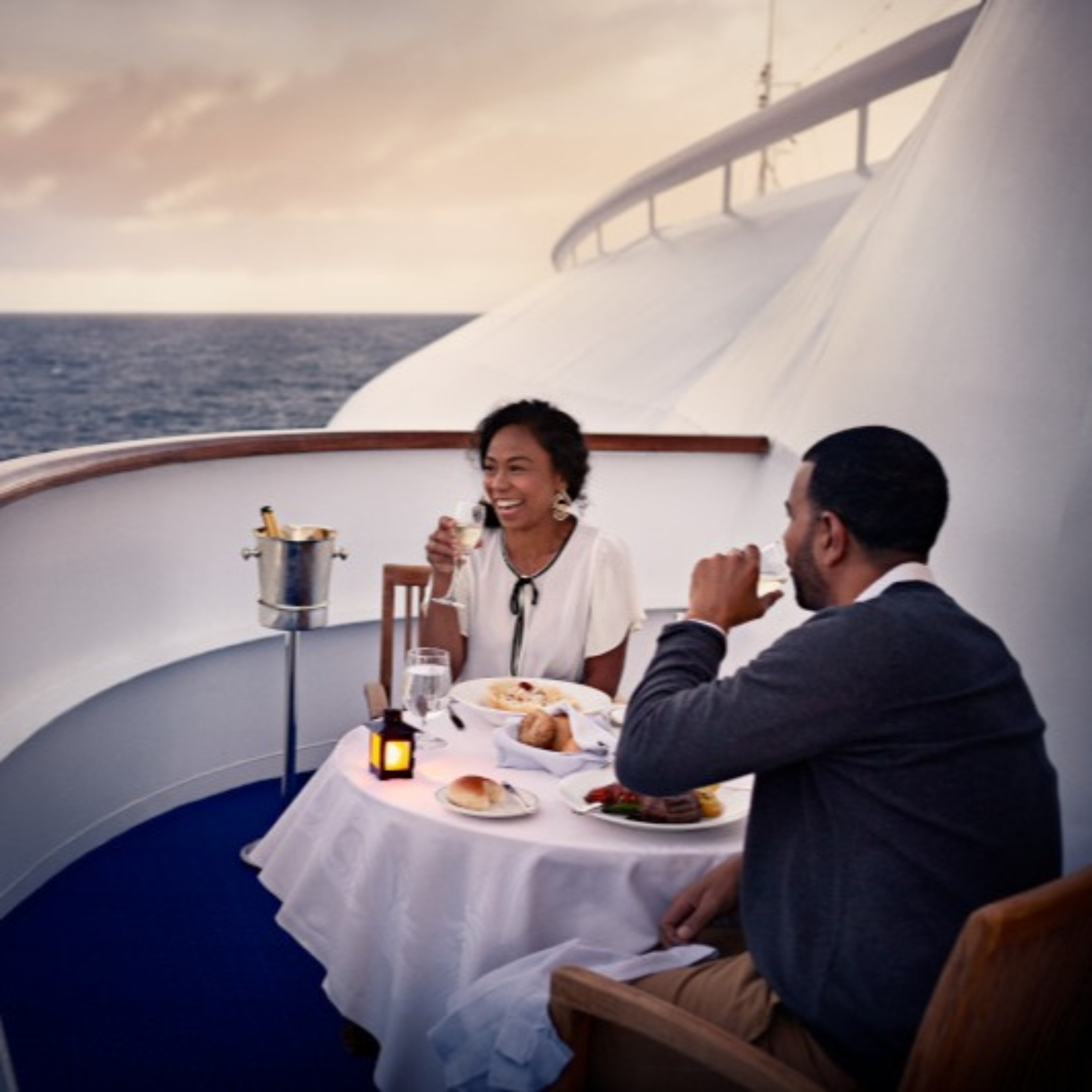 Couple eating on Balcony