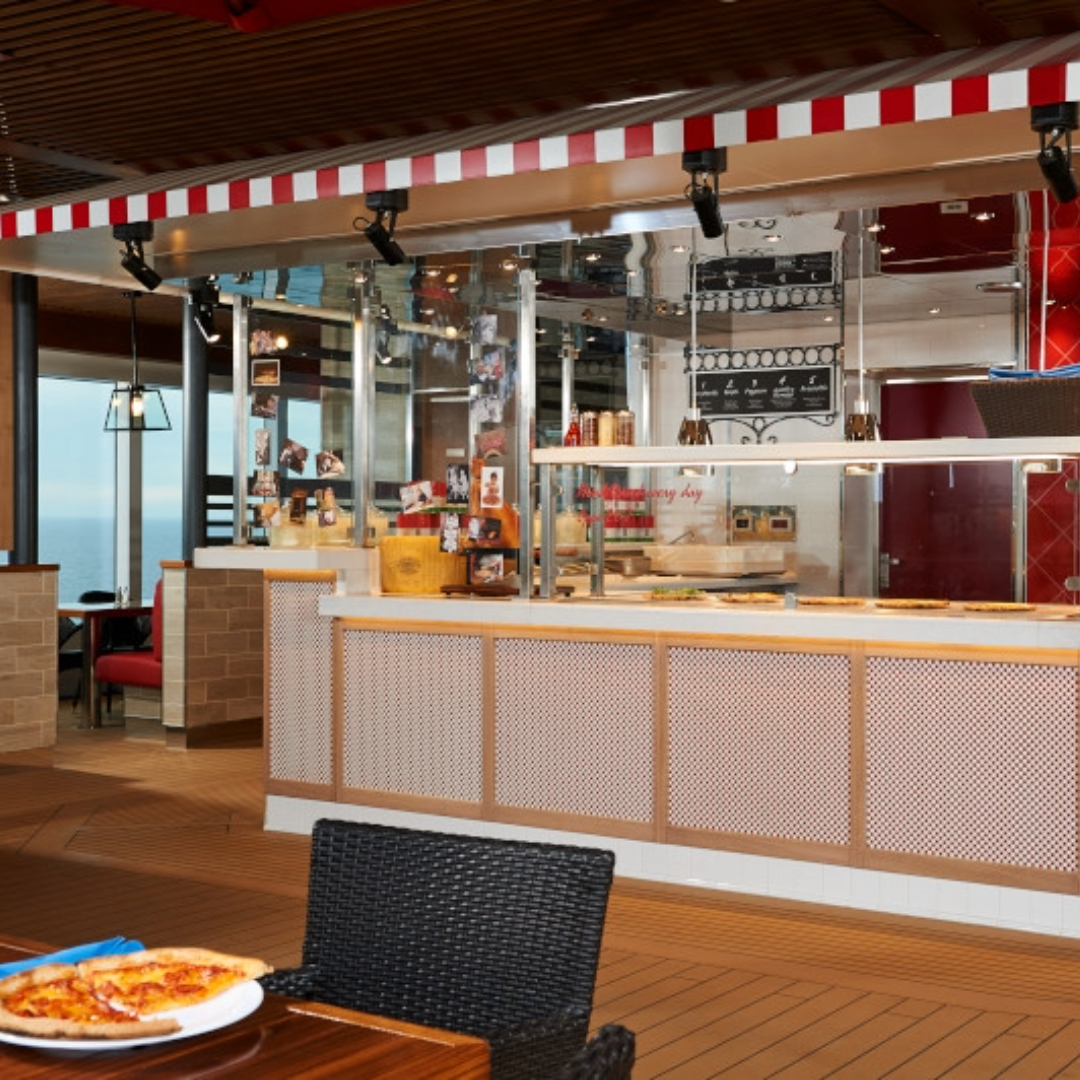 Pizzas on counter